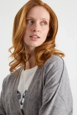 Cardigan con maniche a spalla scesa - Grigio