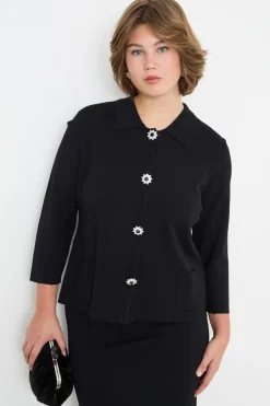 Cardigan con maniche a tre quarti - Nero