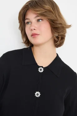 Cardigan con maniche a tre quarti - Nero