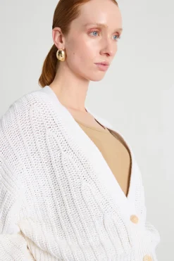 Cardigan con maxi scollo - Bianco