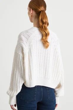 Cardigan con maxi scollo - Bianco