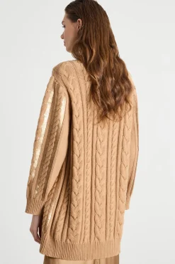 Cardigan con paillettes - Cammello