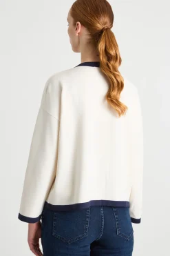 Cardigan con profili a contrasto - Bianco