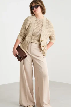 Cardigan con punto a rilievo - Beige