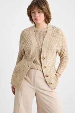 Cardigan con punto a rilievo - Beige