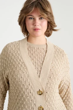 Cardigan con punto a rilievo - Beige