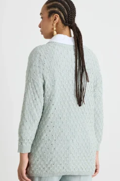 Cardigan con punto a rilievo - Verde