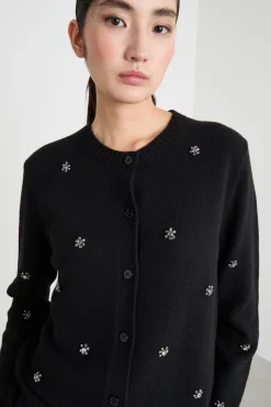 Cardigan con ricami bijou - Nero