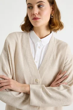Cardigan con scollo a V - Beige