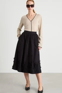 Cardigan con scollo a V - Beige Nero
