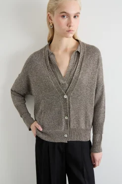Cardigan con scollo a V - Grigio