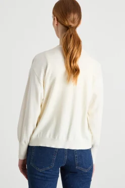 Cardigan con scollo bijoux - Bianco