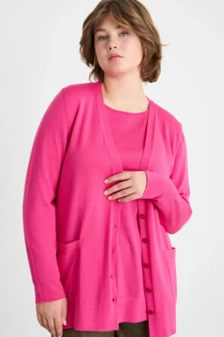 Cardigan con tasche - Fuxia