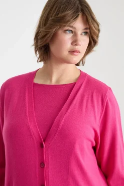 Cardigan con tasche - Fuxia