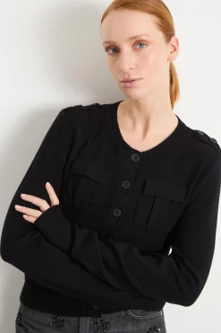 Cardigan con tasche - Nero