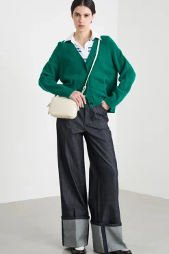 Cardigan con tasche - Verde