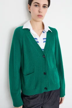 Cardigan con tasche - Verde