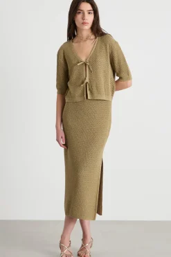 Cardigan crop traforato - Verde