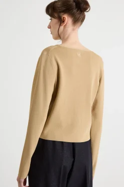 Cardigan dritto con scollo a V - Cammello