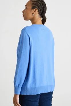 Cardigan dritto con scollo tondo - Azzurro