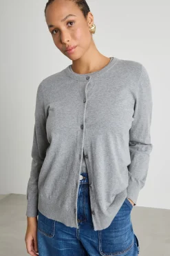 Cardigan dritto con scollo tondo - Grigio