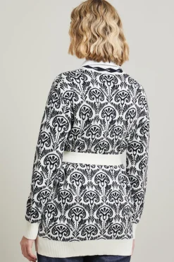 Cardigan in cotone jacquard - Blu Bianco