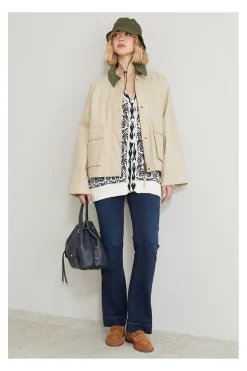 Cardigan in cotone jacquard - Blu Bianco