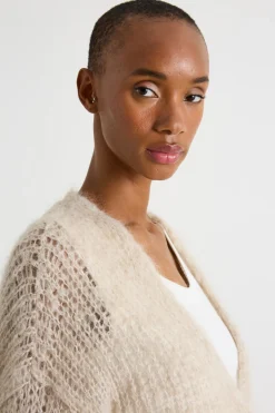 Cardigan in filato di mohair - Beige