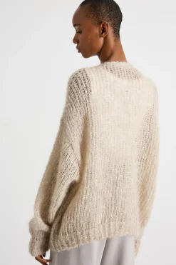 Cardigan in filato di mohair - Beige