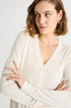 Cardigan in filato rasato - Bianco