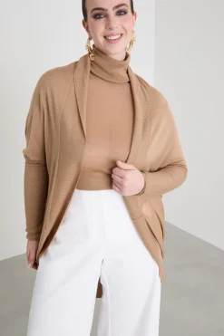 Cardigan in lana e cashmere - Cammello