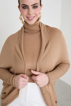 Cardigan in lana e cashmere - Cammello