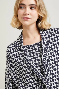 Cardigan in viscosa jacquard - Blu Notte Bianco