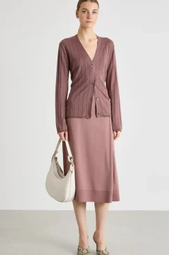 Cardigan leggero a coste - Rosa