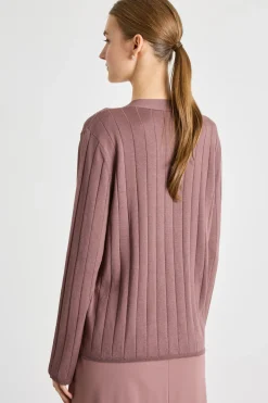 Cardigan leggero a coste - Rosa