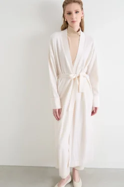 Cardigan lungo a vestaglia - Bianco