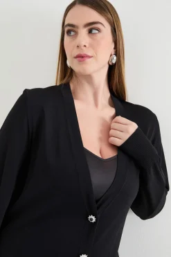 Cardigan lungo con tasche - Nero