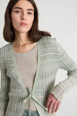 Cardigan lungo e aderente - Verde