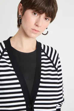 Cardigan lungo jacquard - Bianco Nero