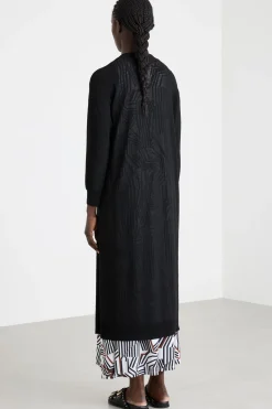 Cardigan lungo open-front - Nero