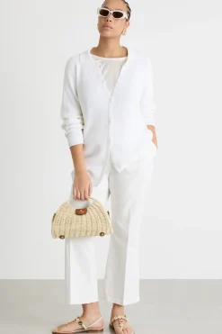 Cardigan modello polo - Bianco