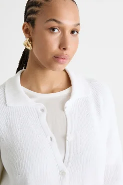 Cardigan modello polo - Bianco