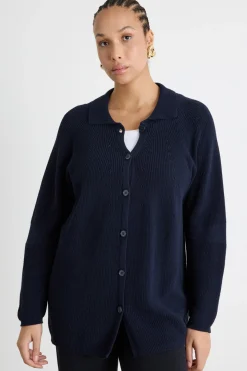 Cardigan modello polo - Blu