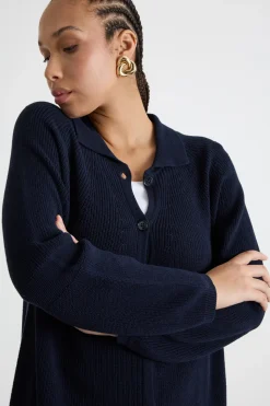 Cardigan modello polo - Blu