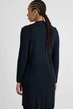 Cardigan open-front a coste - Blu