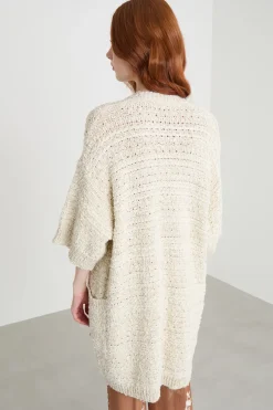 Cardigan open-front con tasche - Bianco