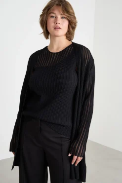Cardigan open-front e top - Nero