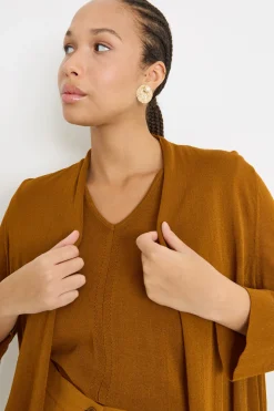 Cardigan open-front - Marrone