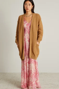 Cardigan oversize in cotone - Beige
