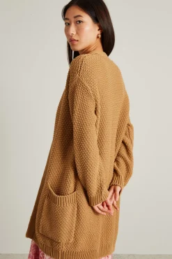 Cardigan oversize in cotone - Beige